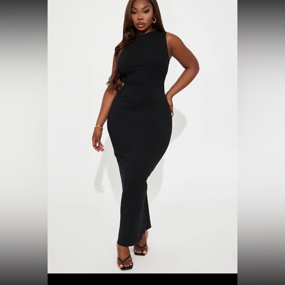 Fashion Nova Black Midi Dress